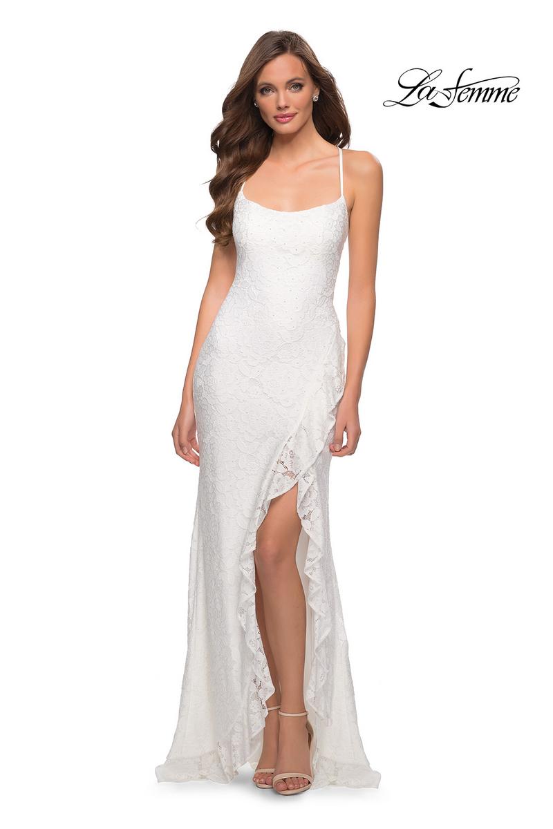 la femme white lace dress Prom Dress Style #20054
