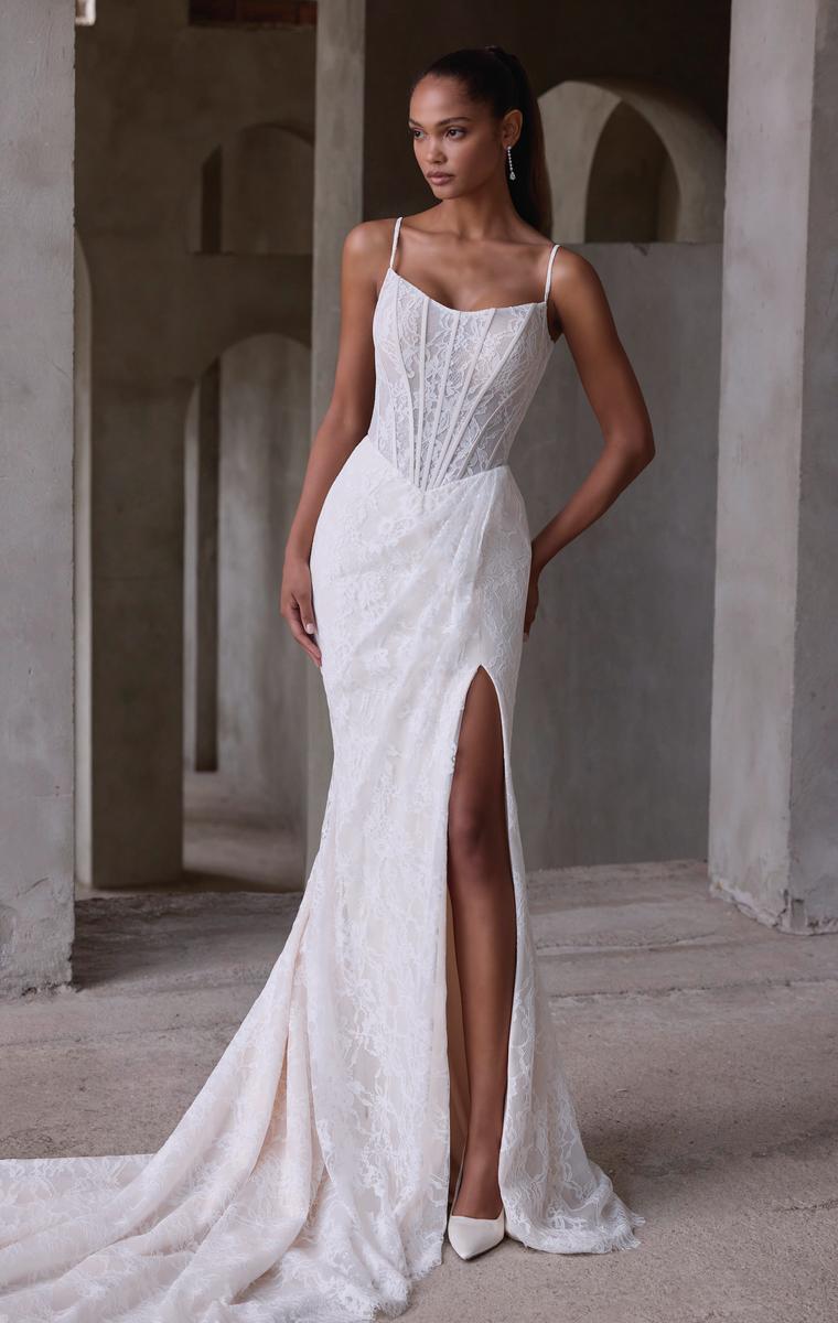 Morilee "Leto" Lace Fit and Flare Bridal Gown with Straps Morilee "Leto" Lace Fit and Flare Bridal Gown with Straps