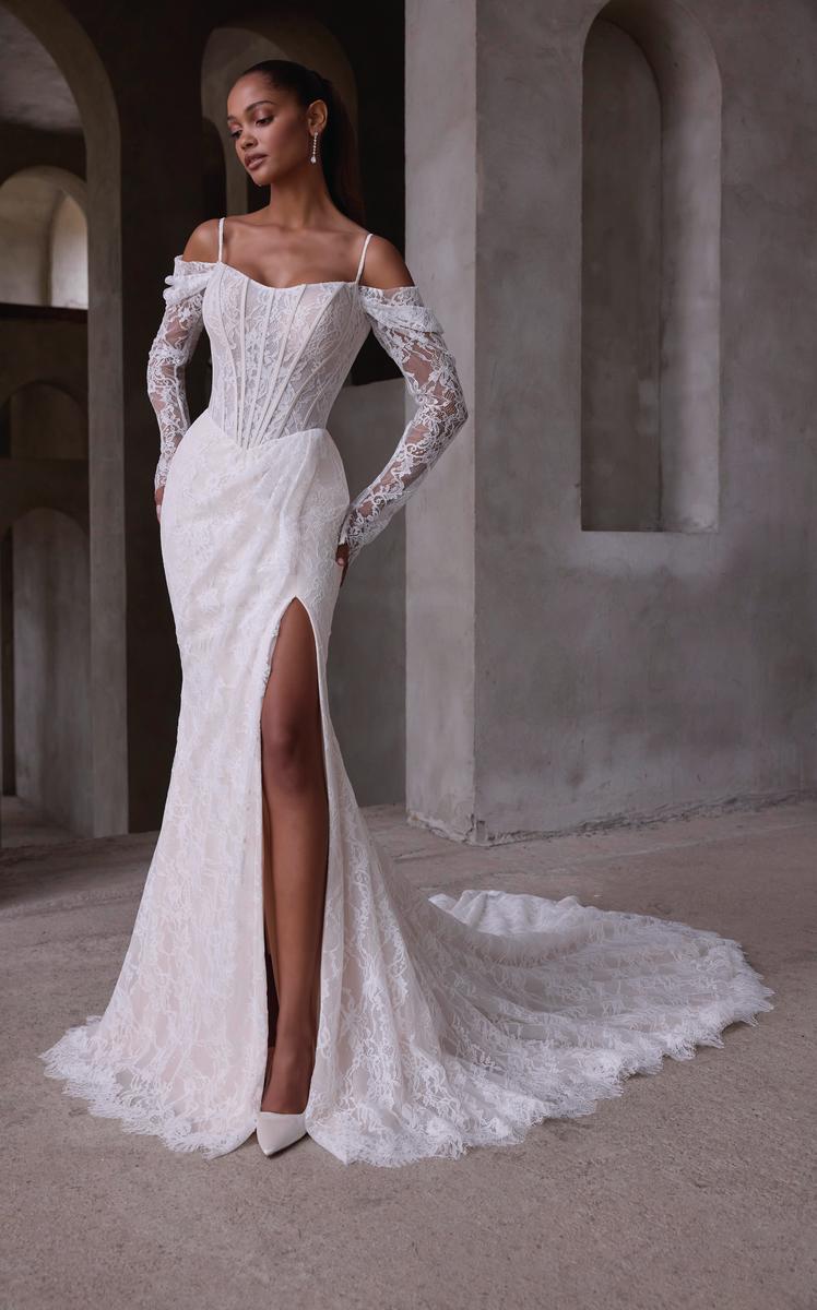 Morilee "Leto" Lace Fit and Flare Bridal Gown with Straps Morilee "Leto" Lace Fit and Flare Bridal Gown with Straps
