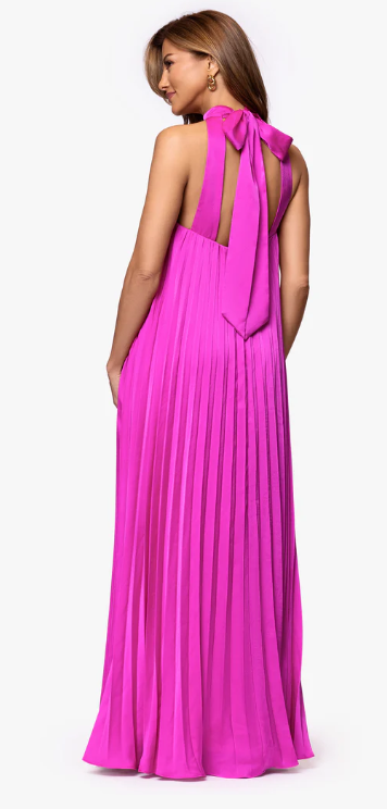 xscape pleated maxi dress XSCAPE Women's Printed Pleated Chiffon Gown