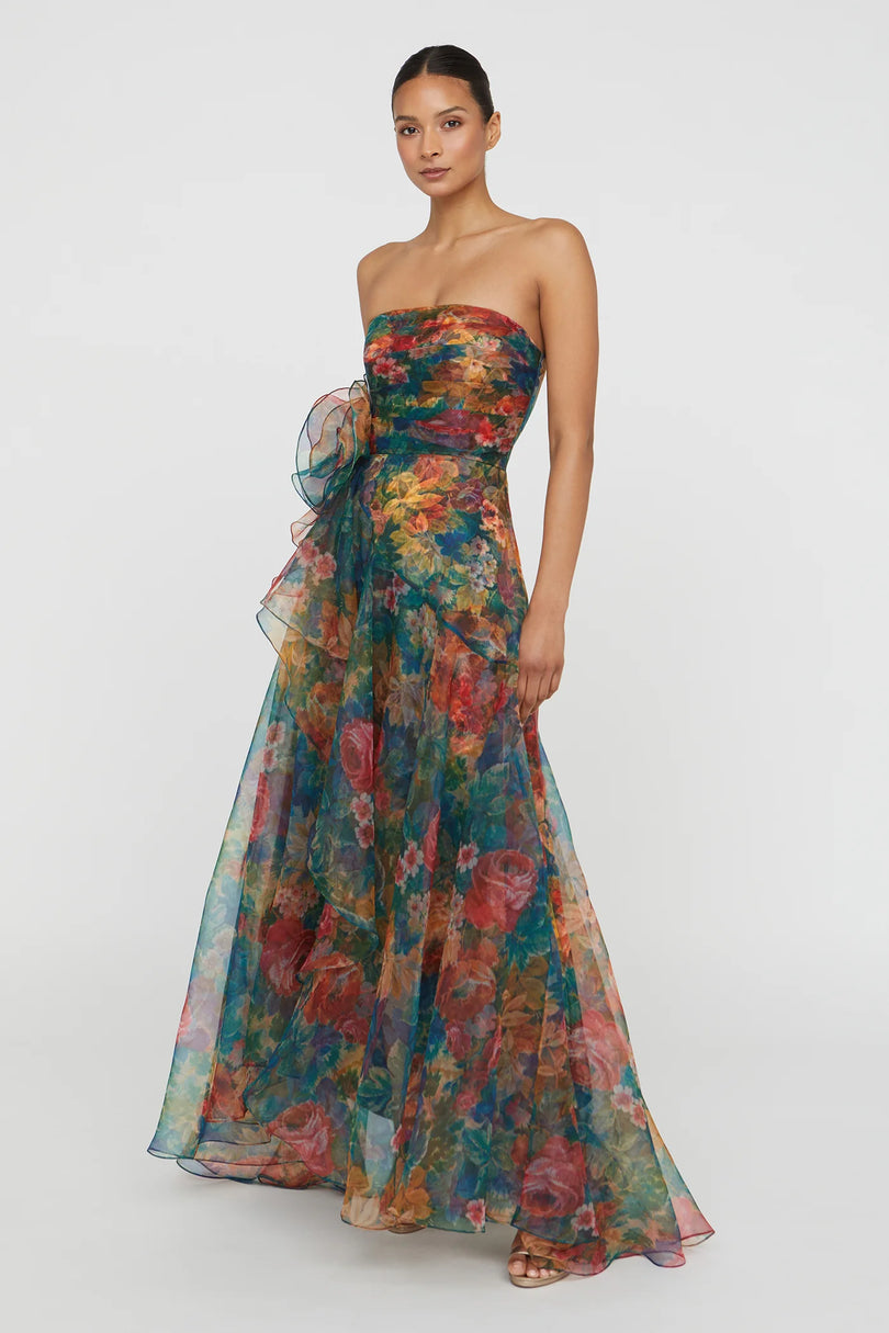 Theia "Leora" Rosette Ruffle Gown 88114353