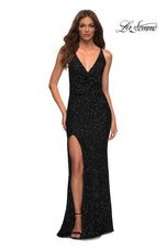 La Femme Long Cowl Neck Prom Dress 30376