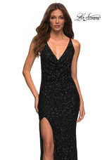 La Femme Long Cowl Neck Prom Dress 30376