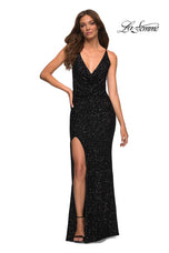 La Femme Long Cowl Neck Prom Dress 30376
