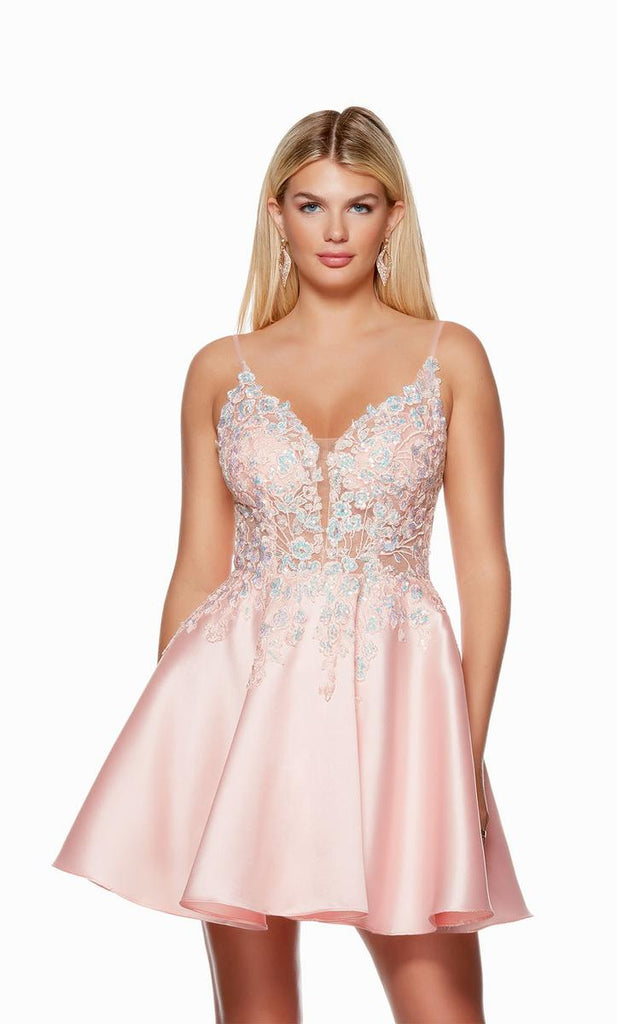 Alyce Paris Illusion Lace Homecoming Dress 3131