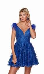 Alyce Paris A-Line Feather Homecoming Dress 3151