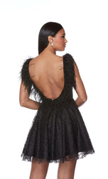 Alyce Paris A-Line Feather Homecoming Dress 3174