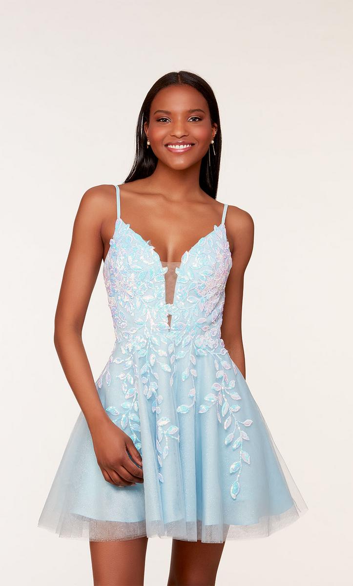 Alyce Paris Floral A-Line Homecoming Dress 3177 Alyce Paris Floral A-Line Homecoming Dress 3177