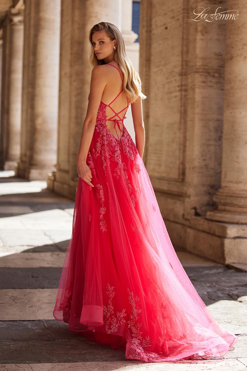 la femme red lace dress La Femme 33445 Dress | La Femme Dresses