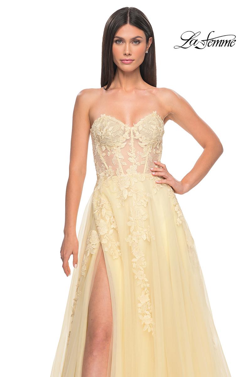 La Femme Dress 32082 - Pale Yellow La Femme Dress 32082 - Pale Yellow