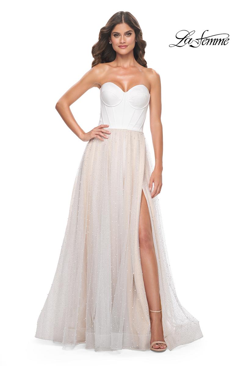 La Femme Dress 32149 - White/Nude La Femme Dress 32149 - White/Nude