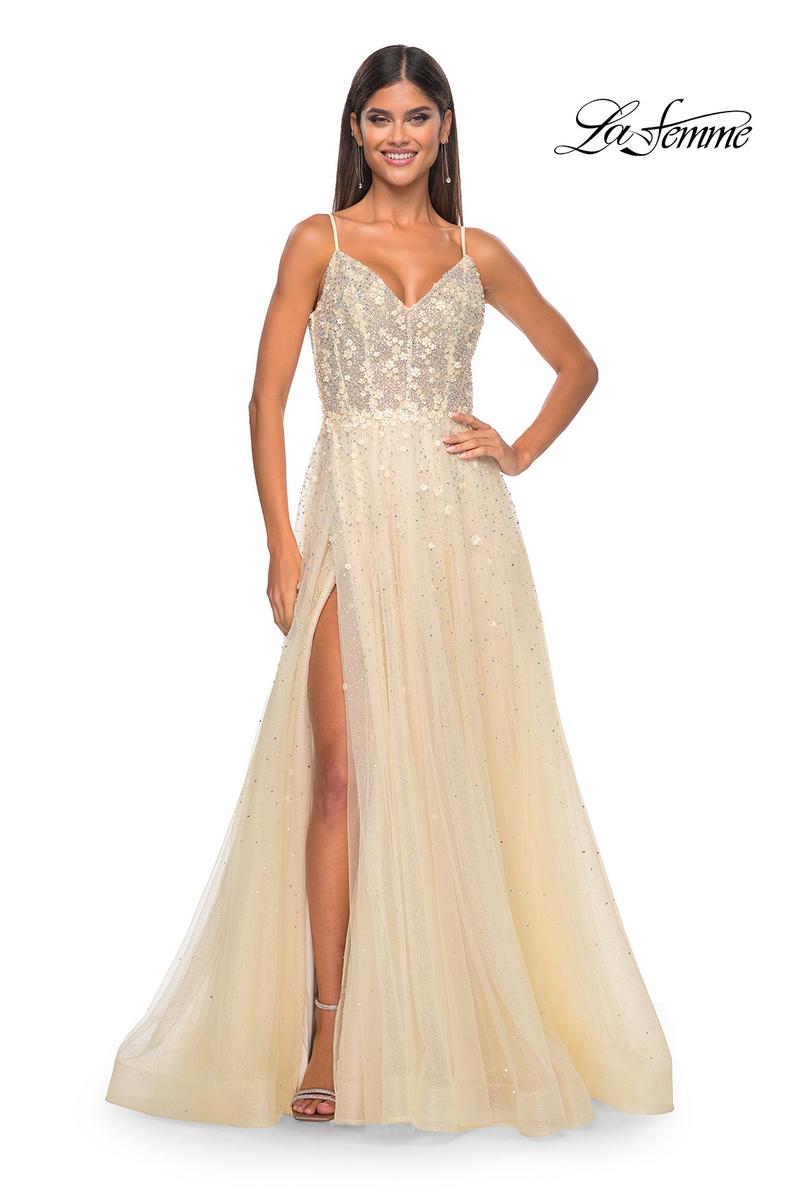 La Femme Dress 32215 - Pale Yellow La Femme Dress 32215 - Pale Yellow