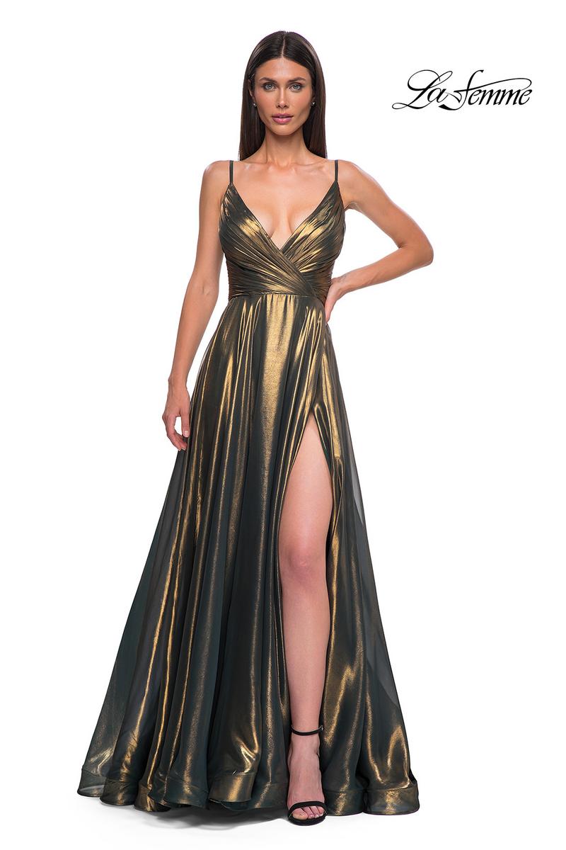 La Femme Dress 32864 - Light Gold La Femme Dress 32864 - Light Gold