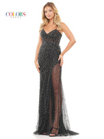 Colors Sequin Tight Corset Prom Dress 3307