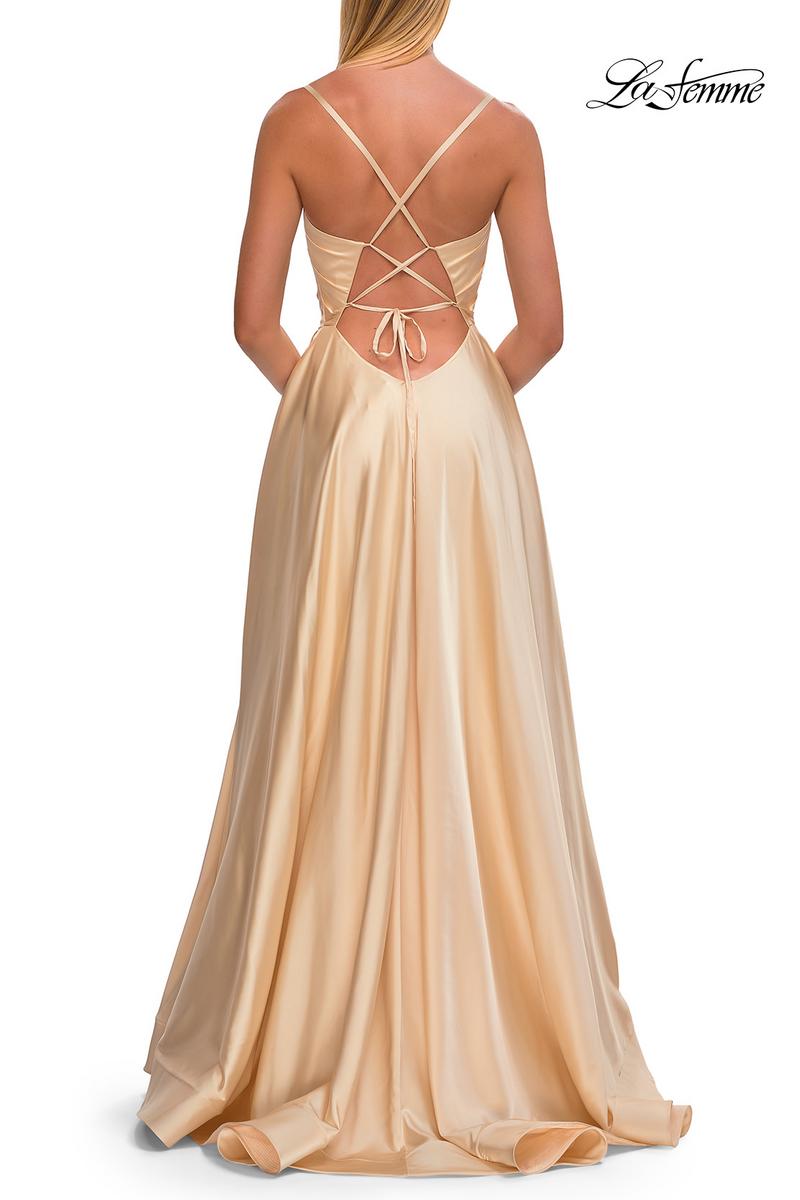 La Femme Scooped Neckline A-Line Dress 33373