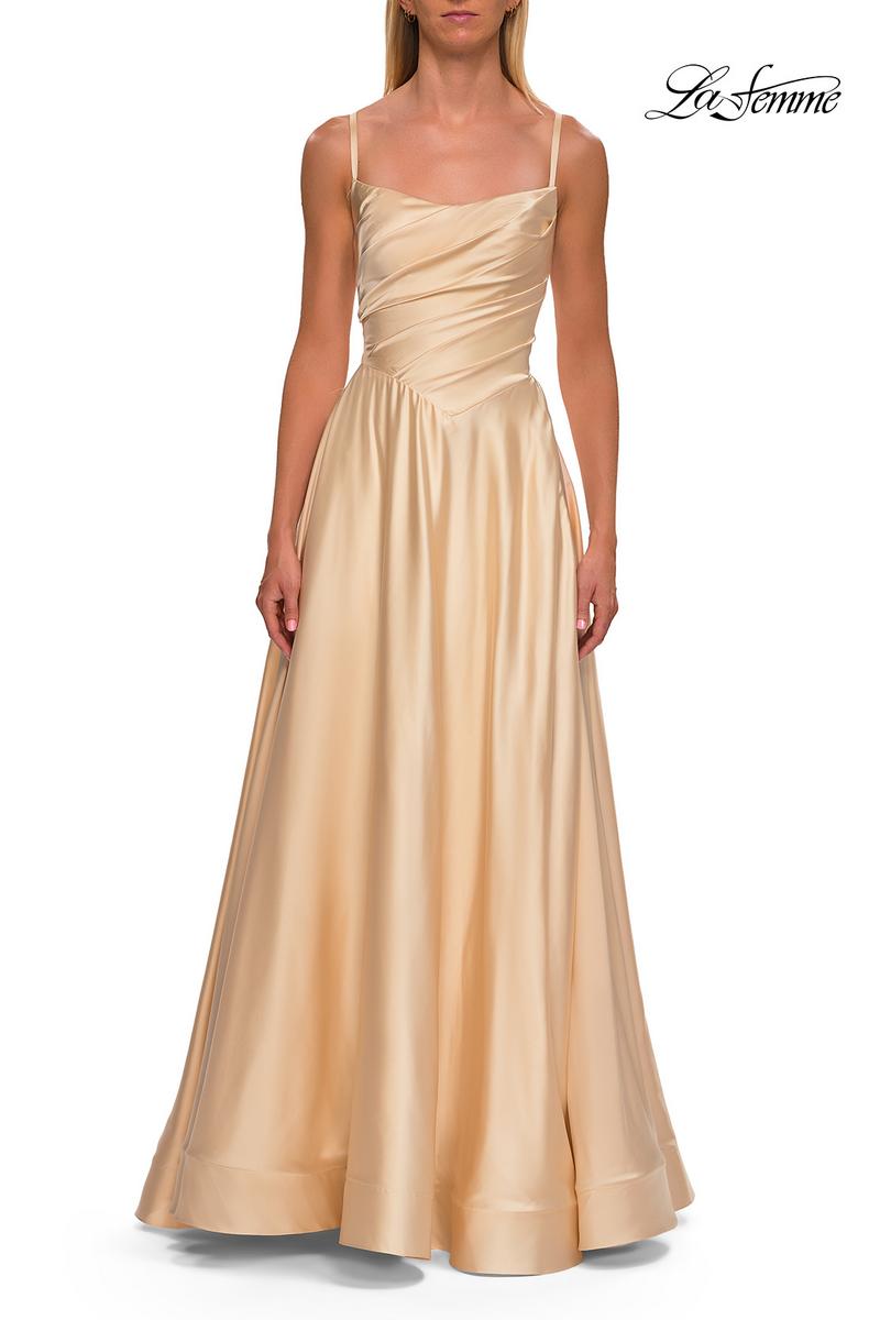La Femme Scooped Neckline A-Line Dress 33373