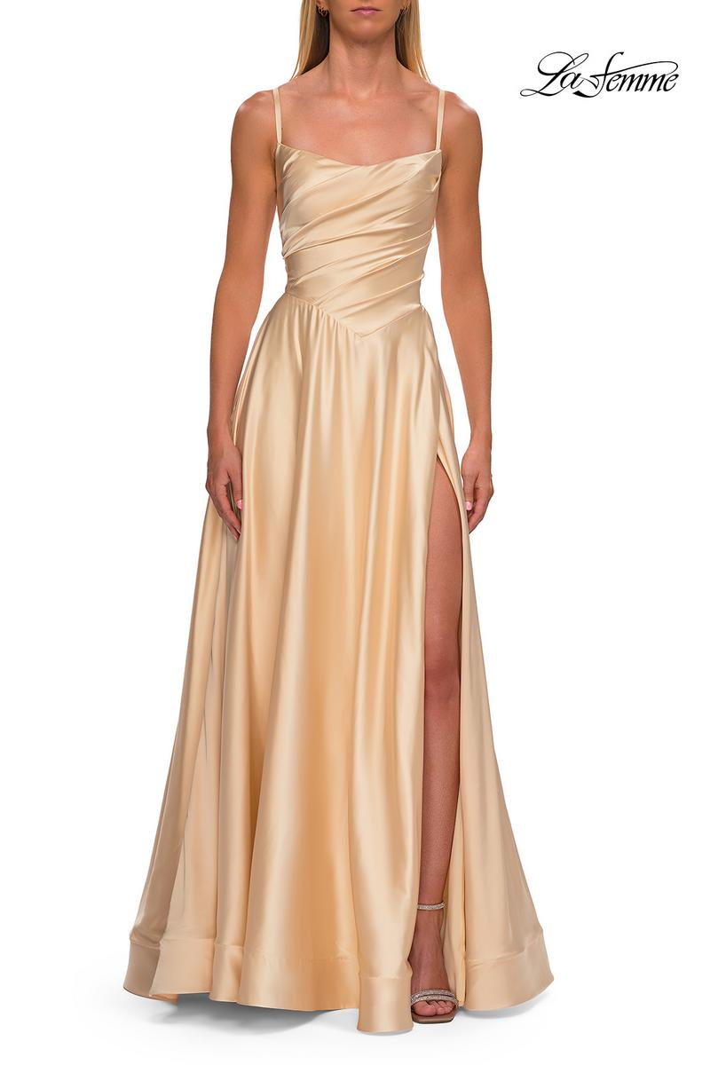 La Femme Scooped Neckline A-Line Dress 33373