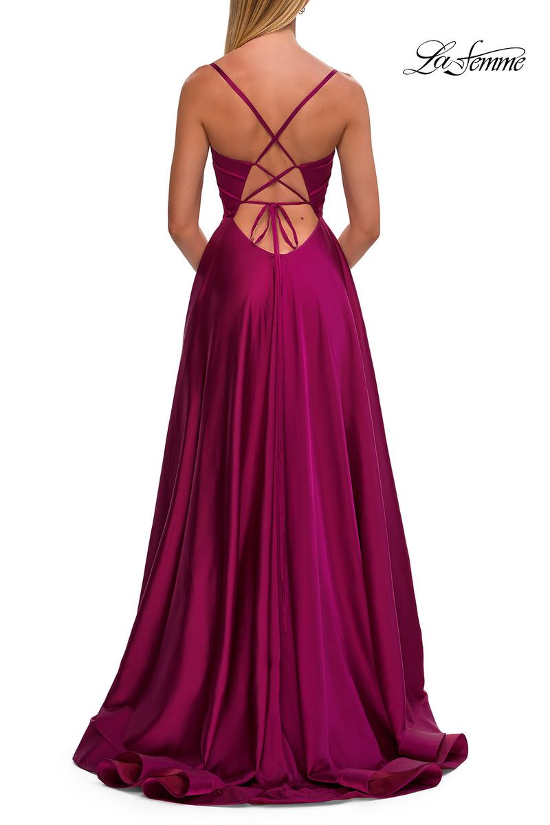La Femme Scooped Neckline A-Line Dress 33373