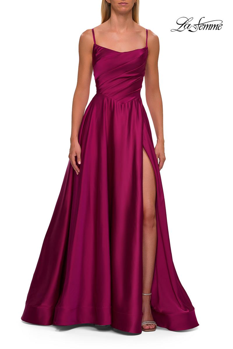La Femme Scooped Neckline A-Line Dress 33373