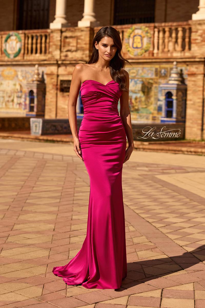 pink la femme dress La Femme 33842 Women's Formal Evening & Wedding Guest Dress - Multi