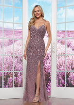 Colors Illusion Side Sequin Prom Dress 3387