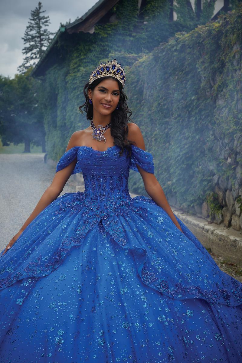 bridal dress blue Deep V Neck Appliqued Prussian Blue Bridal Dresses Multi-Layered Organza Wedding Dresses ARD2481
