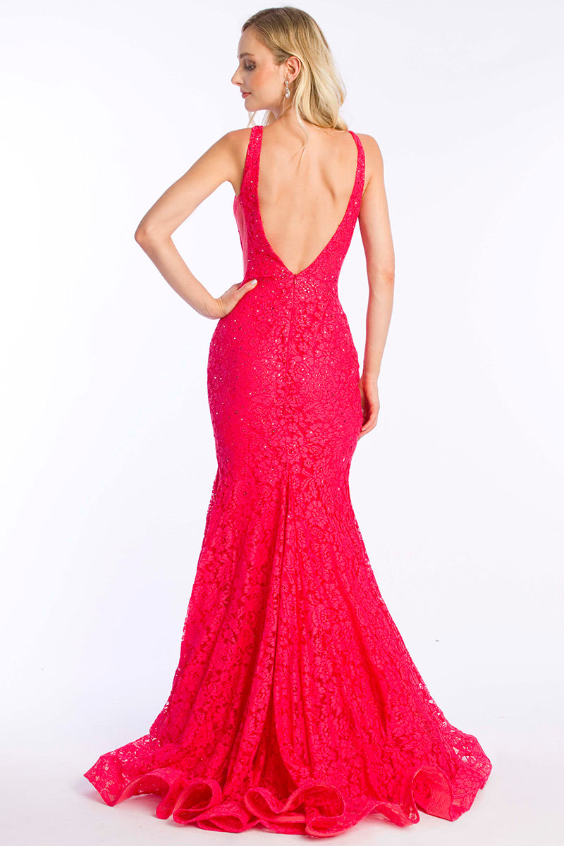 Ava Presley Fitted Lace Prom Dress 37319