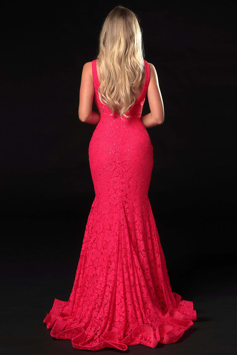 Ava Presley Fitted Lace Prom Dress 37319