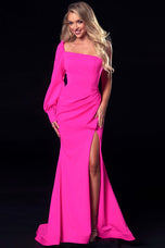 Ava Presley Long Sleeve One Shoulder Prom Dress 37331