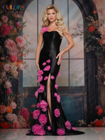 Colors Dress Strapless 3D Flower Fitted Prom Dress 3735