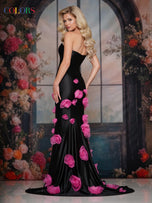 Colors Dress Strapless 3D Flower Fitted Prom Dress 3735