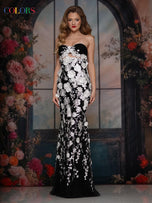Colors Dress Strapless 3D Flower Fitted Prom Dress 3749