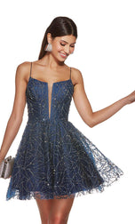 Alyce Paris Plunging A-Line  Homecoming Dress 3771
