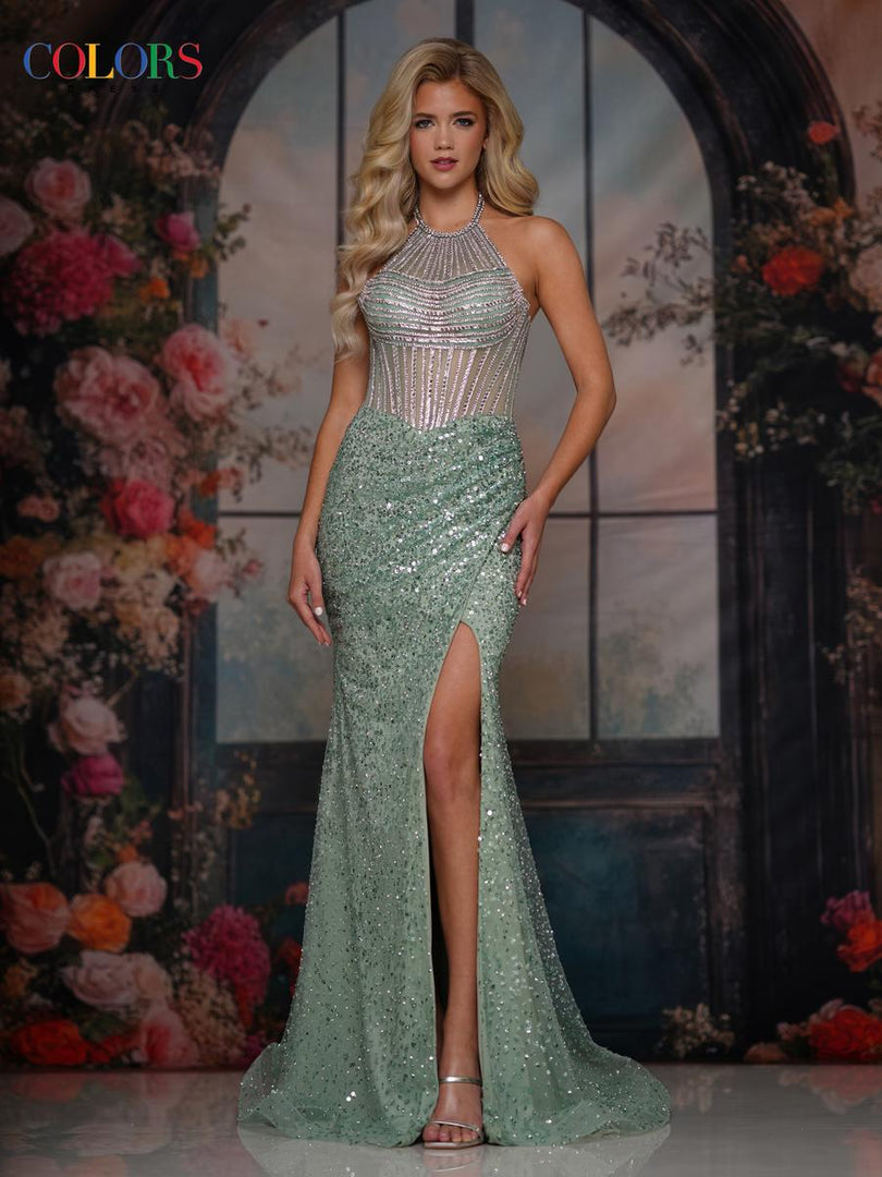 Colors Dress Sequin Halter Prom Dress 3773