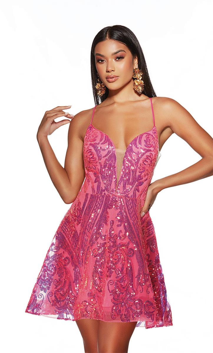 Alyce Paris Sequin A-Line Homecoming Dress 3775 Alyce Paris Sequin A-Line Homecoming Dress 3775