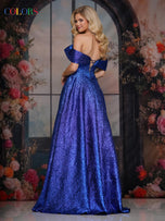Colors Dress Off The Shoulder Metallic  Prom Dress 3792