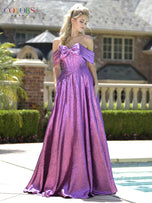 Colors Dress Off The Shoulder Metallic  Prom Dress 3792