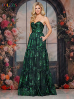Colors Dress A-Line Metallic Jacquard Prom Dress 3794
