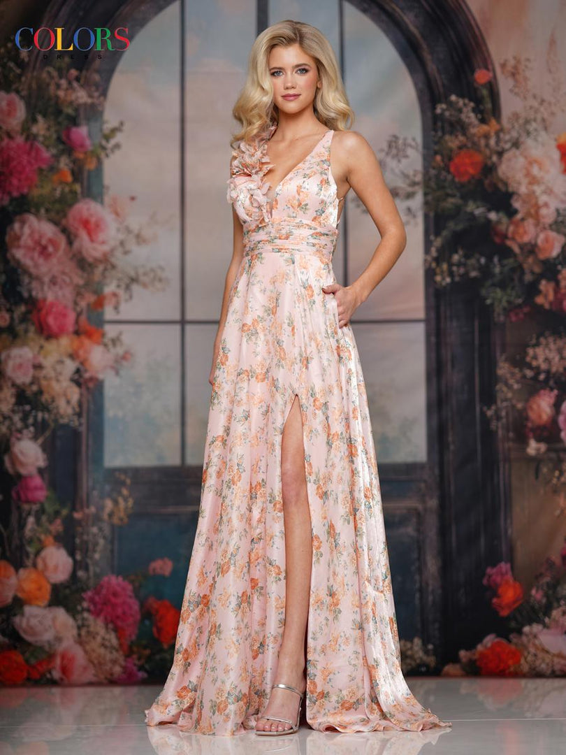 Colors Dress A-Line Floral Accents Prom Dress 3807