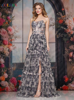 Colors Dress Corset Tulle Floral Print Prom Dress 3810