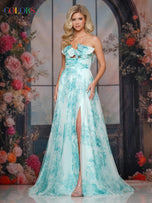 Colors Dress Strapless A Line Floral Print Prom Dress 3811