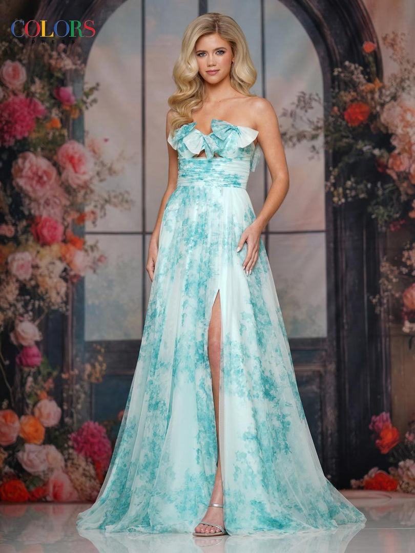 Colors Dress Strapless A Line Floral Print Prom Dress 3811