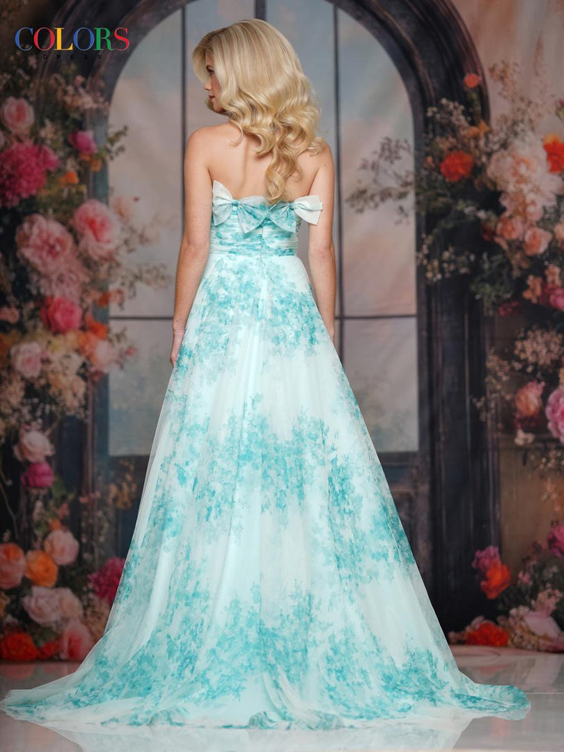 Colors Dress Strapless A Line Floral Print Prom Dress 3811