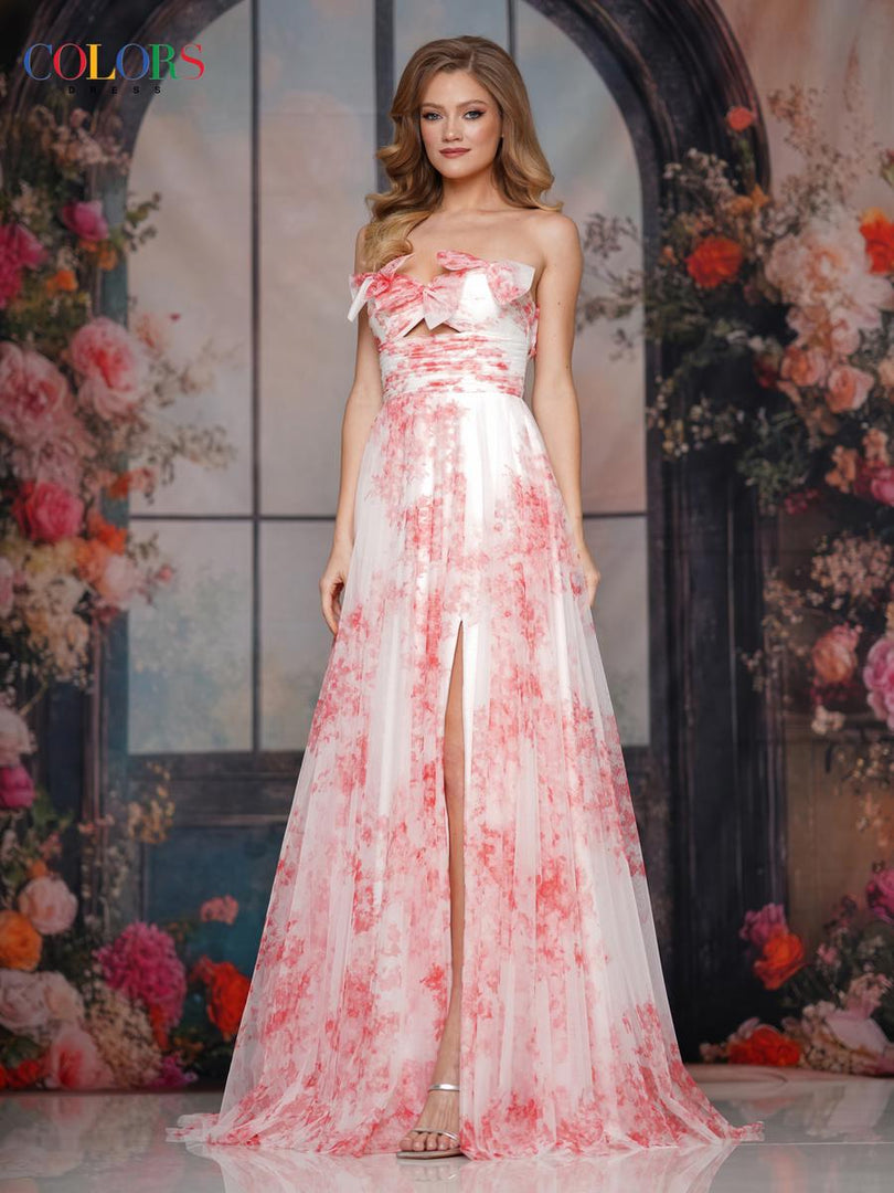 Colors Dress Strapless A Line Floral Print Prom Dress 3811