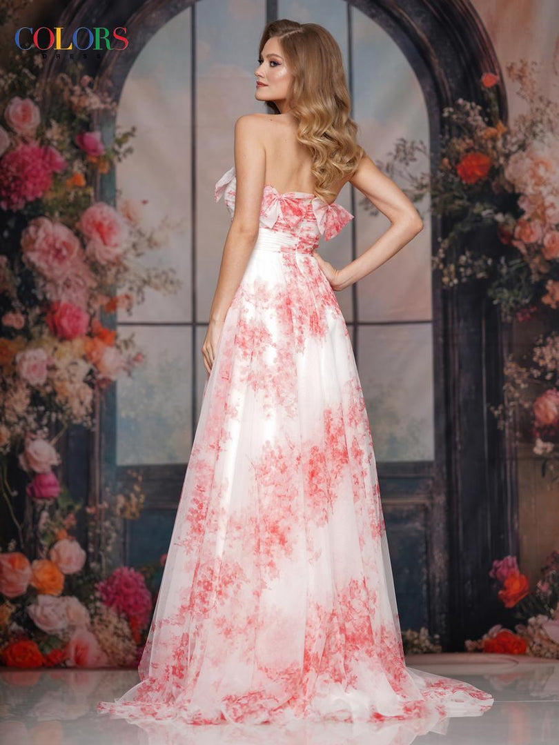 Colors Dress Strapless A Line Floral Print Prom Dress 3811