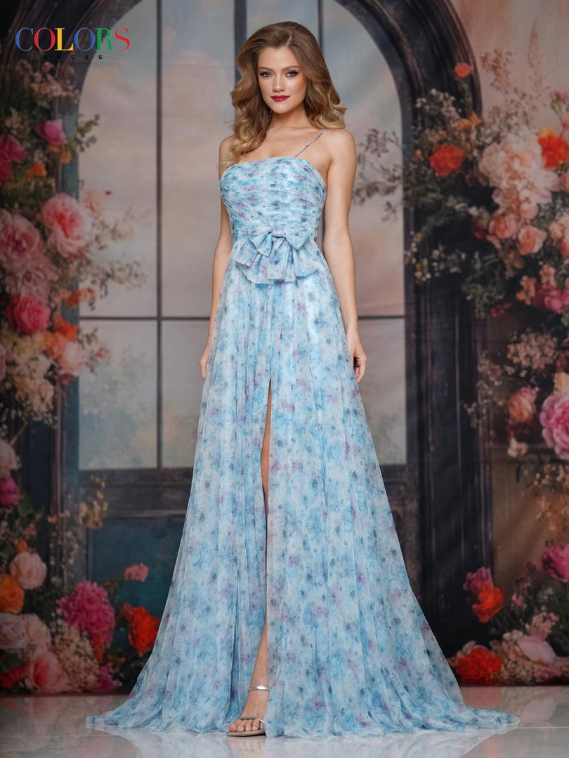 Colors Dress Floral Print A Line Prom Dress 3812
