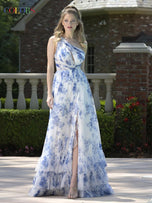Colors Dress Floral Print One Shoulder A Line Prom Dress 3814