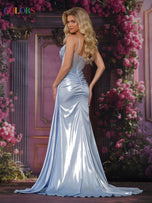 Colors Dress Illusion Bow Bodice Metallic Prom Dress 3816