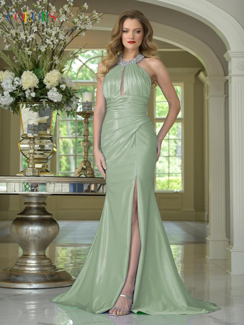 Colors Dress Embellished Halter Prom Dress 3835