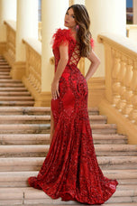 Ava Presley Feather Long Prom Dress 38892